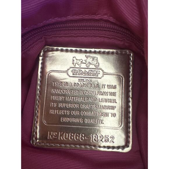 Coach Madison Signature C Logo Leather Trim Hobo Shoulder Bag - Picture 8 of 15